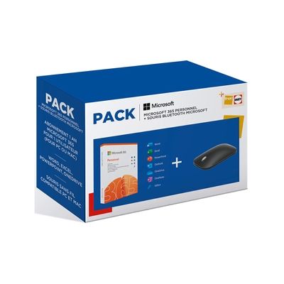 image [Pack] Logiciel Microsoft Office 365 Personnel (12 mois - 1 utilisateurs) + Modern Mobile Mouse