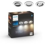 image produit Philips Hue White Ambiance, Milliskin spots encastrés blancs 3x5W, compatible Bluetooth, fonctionne avec Alexa, Google Assistant et Apple Homekit