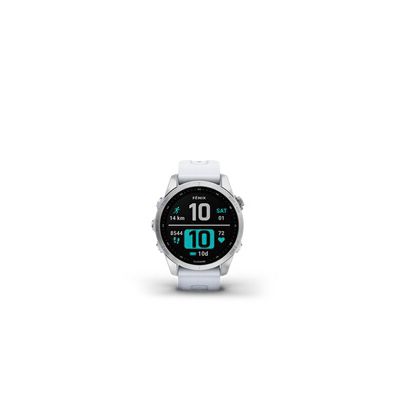 image Garmin - fenix 7S - Montres GPS multisports connectée haute performance - Silver avec bracelet blanc - Boitier 42mm
