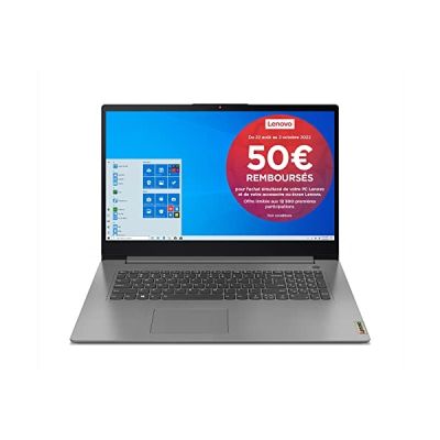 image Lenovo IdeaPad 3 Ordinateur Portable 17.3 Pouces FHD (Intel Core i5, RAM 8 Go, SSD 512 Go, Graphique AMD Radeon, Windows 10 Home, Clavier français AZERTY) - Gris