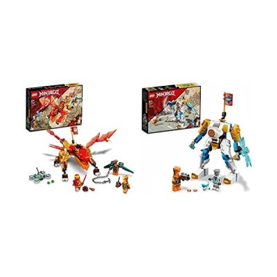 image LEGO 71762 Ninjago L’Évolution Dragon De Feu De Kai, Jouet pour Enfants 6 Ans & 71761 Ninjago L’Évolution Robot De Puissance De Zane, Jouet pour Enfants 6 Ans avec Figurines Serpent