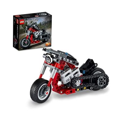 image LEGO 42132 Technic La Moto, Jouet de Construction de Véhicules, Maquette 2 en 1 à Construire, Idée de Cadeau, pour Garçons et Filles dès 7 Ans