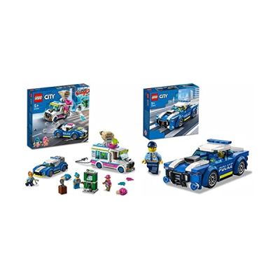 LEGO 60314 City La Course-Poursuite du Camion de Glaces, Jouet de Voiture avec Police, Inclus 3 Minifigurines, pour Garçons et Filles Dès 5 Ans