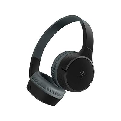 Belkin Casque audio sans fil SoundForm Mini pour enfants avec micro intégré (pour apprentissage en ligne, études, voyage, compatible avec l’iPhone, iPad, Kindle, etc., noir)