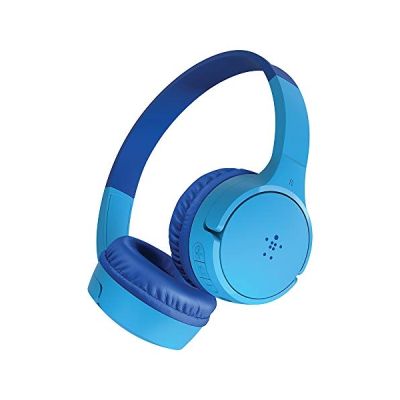 Belkin Casque audio sans fil SoundForm Mini pour enfants avec micro intégré (pour apprentissage en ligne, études, voyage, compatible avec l’iPhone, iPad, Kindle, etc., bleu)