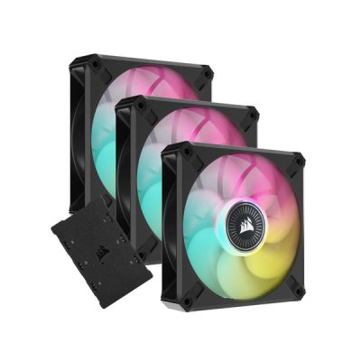 image Ventilateur RGB à lévitation magnétique CORSAIR ML120 RGB ELITE 120 mm avec technologie AirGuide, lot de trois ventilateurs avec Lighting Node CORE
