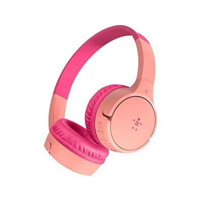 Belkin Casque audio sans fil SoundForm Mini pour enfants avec micro intégré (pour apprentissage en ligne, études, voyage, compatible avec l’iPhone, iPad, Kindle, etc., rose)