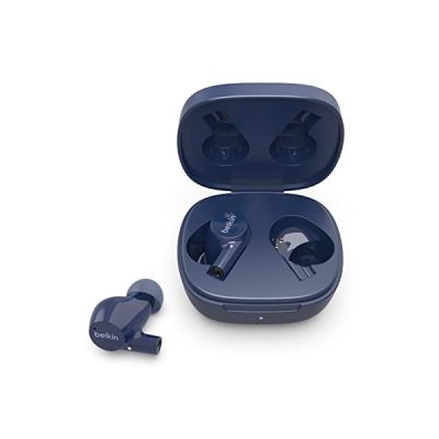 Belkin Écouteurs sans fil, écouteurs SoundForm Rise True Wireless Bluetooth 5.2, certification IPX5 : résistance à la sueur et à l’eau, basses profondes pour iPhone, Galaxy, Pixel et autres - Bleu