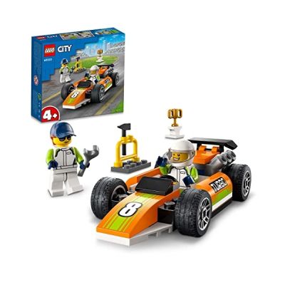 image LEGO 60322 City Great Vehicles La Voiture de Course, Jouets Créatifs Style Formule 1 pour Enfants +4 Ans, avec Minifigures