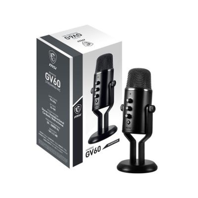 image MSI IMMERSE GV60 Streaming MIC - Interface USB Type-C, Prise Casque 3,5 mm, 4 Modes d'utilisation : stéréo, cardioïde, omnidirectionnel, bidirectionnel, Design Plug and Play