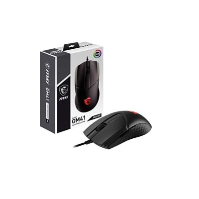 MSI CLUTCH GM41 LIGHTWEIGHT V2 Souris Gaming - Capteur Optique 16000 DPI, Symétrique, Switches OMRON 60M+ Clics, 6 Boutons, Câble FriXionFree, Latence 1ms, RGB Mystic Light, 65g - Filaire