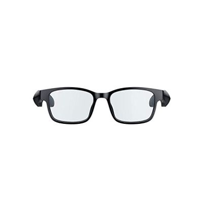 image Razer Anzu - Lunettes à filtre anti-lumière bleue ou lunettes de soleil audio (Rectangle, Large) (Son à faible latence, Conception IPX4 résistante à l’eau, Micro intégré et haut-parleurs) Noir