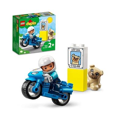 image LEGO 10967 DUPLO La Moto De Police, Jouet Pour les Enfants de 2 Ans et Plus, Avec Figurine de Policier, Développement De La Motricité Fine