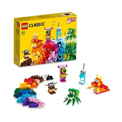 image LEGO 11017 Classic Monstres Créatifs, Boite de Briques, 5 Jouets en Forme de Mini-Monstre à Construire pour Les Enfants de 4 Ans et Plus, Jeu de Brique de Construction