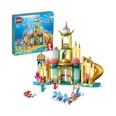 LEGO 43207 Disney Le Palais sous-Marin D’Ariel, Ensemble à Construire Château de Princesse, avec Mini Poupée La Petite Sirène et Jouets Dauphin