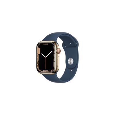 image Apple watch Apple Apple Watch Series 7 GPS + Cellular avec boîtier Acier Inoxydable Or 45mm avec Bracelet Bleu Abysse