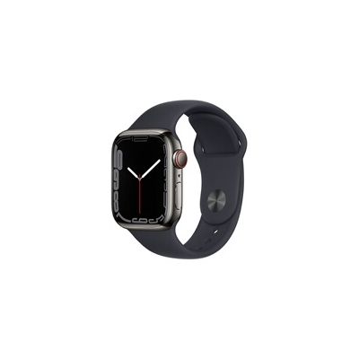 image Apple watch Apple Series 7 GPS + Cellular avec boîtier Acier Inoxydable Graphite 41mm avec Bracelet Sport Minuit