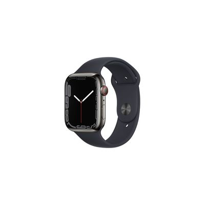 image Apple watch Apple Series 7 GPS + Cellular avec boîtier Acier Inoxydable Graphite 45mm avec Bracelet Sport Minuit