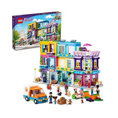 LEGO 41704 Friends L’Immeuble de La Grand-Rue: Maison de Poupée, Jouet à Construire avec Café et Salon de Coiffure, Heartlake City, Inclut 7 Mini-Poupées, Garçons, Filles, Enfants