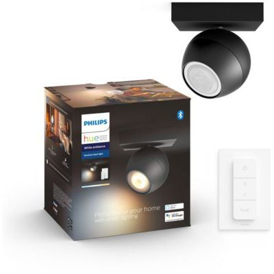 image Philips Hue White Ambiance BUCKRAM Spot 1x5.5W - Noir (télécommande incluse), compatible Bluetooth