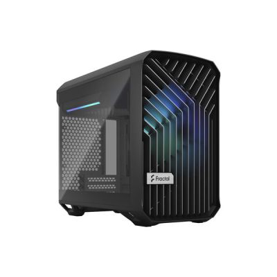 image Fractal Design Torrent Nano RGB Black - Light Tint Tempered Glass Side Panels - Open Grille for Maximum air Intake - 180mm RGB PWM Fan Included - Type C - mITX Airflow Mini Tower PC Gaming Case