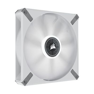 Corsair ML140 LED Elite, Ventilateur LED Blanc 140 mm PWM (Technologie Corsair AirGuide) Pack Simple - Blanc