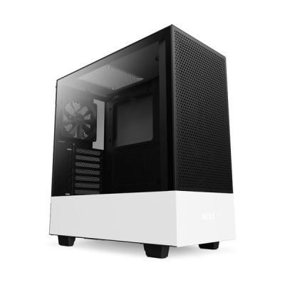 image NZXT H510 Flow - CA-H52FW-01 - Compact ATX Mid-Tower PC Gaming Case - Perforated Front Panel - Tempered Glass Side Panel - Cable Management System - Water-Cooling Ready - White/Black