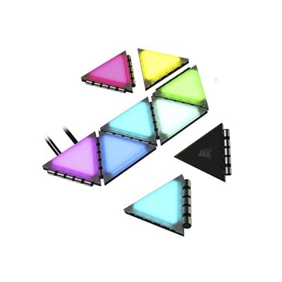 image Corsair iCUE LC100 Panneaux d’éclairage d’Accentuation – 9X Vignette kit de démarrage (81 LED RGB avec Diffusion de lumière, Fixation magnétique Simple, Lighting Node Pro Inclus) Transparente