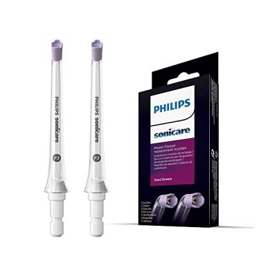 image Lot de deux canules F3 Quad Stream de jet dentaire Philips Sonicare : accessoire pour jet dentaire compatible avec l'appareil sans fil Philips Sonicare Power Flosser (modèle HX3062/00)