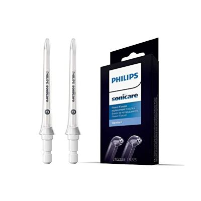 image Lot de 2 canules F1 standard de jet dentaire Philips Sonicare : accessoire pour jet dentaire compatible avec l'appareil sans fil Philips Sonicare Power Flosser (modèle HX3042/00)