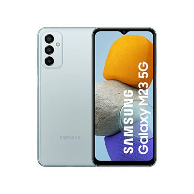 image Samsung Galaxy M23 5G, Smartphone Android sans contrat, écran TFT Infinity-V de 6,6 Pouces, Batterie de 5 000 mAh, 4 Go de RAM 128 Go de mémoire, Double SIM, Bleu Clair