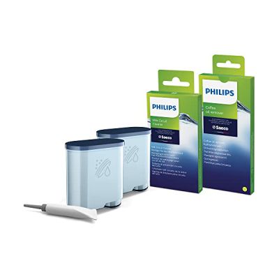 image Philips Kit d'Entretien - Kit de Protection Totale, Protège les Machines Espresso, 2 Filtres Aquaclean, 6 Nettoyeurs de Lait, 6 Dégraissants (CA6707/10)