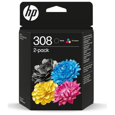 HP 308 Pack de 2 Cartouches d’Encre Authentiques Noir/Trois Couleurs HP 308 Pack de 2 Cartouches d’Encre Authentiques Noir/Trois Couleurs