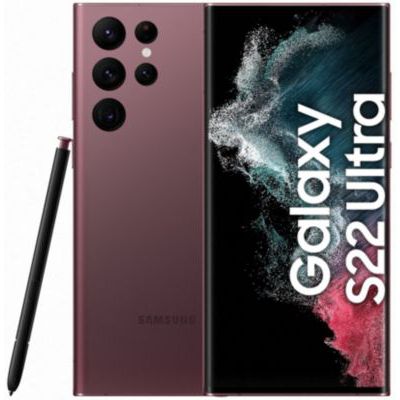 image Samsung Galaxy S22 Ultra, Téléphone mobile 5G 128Go Bordeaux, Carte SIM non incluse, smartphone Android, Version FR