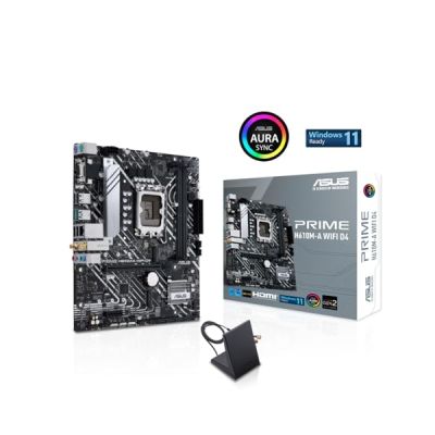 image ASUS PRIME H610M-A WIFI D4 – Carte mère Intel H610 LGA 1700 mic-ATX (PCIe 4.0, DDR4, 2 x M.2, Intel 1 Gb Ethernet, WIFI 5, DisplayPort, HDMI, D-Sub, ports USB 3.2 Gen 2, SATA 6 Gb/s, Aura Sync RGB)