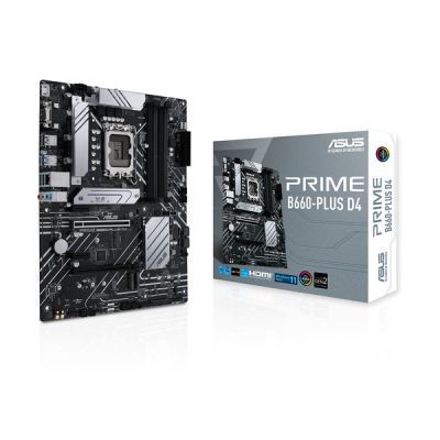 image ASUS PRIME B660-PLUS D4 – Carte mère Intel B660 LGA 1700 ATX (8 phases d’alimentation, PCIe 4.0 slots, 3 x M.2 slots, Realtek 2.5Gb Ethernet, USB 3.2 Gen 2x2 Type-C, USB 3.2 Gen 1 Type-C)