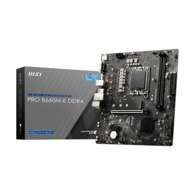 image MSI PRO B660M-E DDR4 Carte Mère, Micro-ATX - Pour Processeurs Intel Core 12è Gén, LGA 1700 - DDR4 Memory Boost 4600+MHz/OC, Slot PCIe 4.0 x16, 1 x M.2 Gen3 Slot, LAN Intel 1G