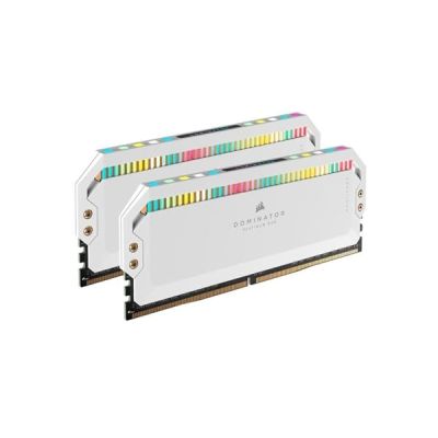 image CORSAIR DOMINATOR PLATINUM RGB DDR5 RAM 32Go (2x16Go) 5600MHz CL36 Intel XMP Compatible iCUE Mémoire d'Ordinateur - Blanc (CMT32GX5M2B5600C36W)