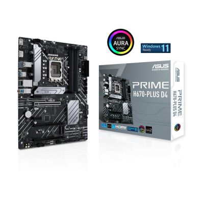 image ASUS PRIME H670-PLUS D4 – Carte mère Intel H670 LGA 1700 ATX (8 phases d’alimentation, PCIe 4.0, 3 x M.2 slots, Realtek 2.5Gb Ethernet, USB 3.2 Gen 2 Type-C, Aura Sync RGB)