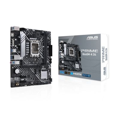 image ASUS PRIME B660M-K D4 – Carte mère Intel B660 LGA 1700 mATX (PCIe 4.0, 2 x M.2 slots, DDR4, Realtek 1Gb Ethernet, HDMI, D-Sub, USB 3.2 Gen 1, Contrôle de l’éclairage)