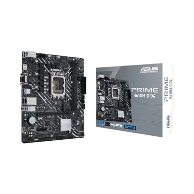 image ASUS PRIME H610M-D D4 – Carte mère Intel H610 LGA 1700 mic-ATX (DDR4, PCIe 4.0, M.2, Realtek 1 Gb Ethernet, HDMI, D-Sub, USB 3.2 Gen 1 ports, SATA 6 Gbps, COM port, RGB)