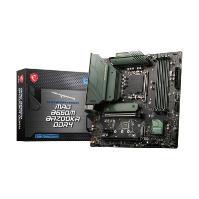 image MSI MAG B660M BAZOOKA DDR4 Carte Mère, Micro-ATX - Pour Processeurs Intel Core 12è Gén, LGA 1700 - DDR4 Memory Boost 4800+MHz/OC, Slot PCIe 4.0 x16, 2 x Slots M.2 Gen4, LAN 2.5G