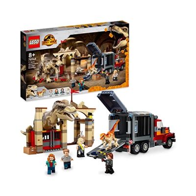 image LEGO 76948 Jurassic World L'Évasion du T. Rex et de l’Atrociraptor, Dinosaures Jouet, avec Camion et Minifigurines, Dino pour Enfants de 8 Ans et Plus