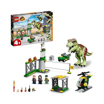 LEGO Jurassic World L'Évasion du T Rex - Jouet de Dinosaure avec Voiture - Maquette d'Hélicoptère et Aéroport - Cadeau d'anniversaire pour Les Enfants De 4 Ans et Plus 76944