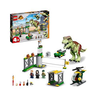 image LEGO 76944 Jurassic World L'Évasion du T Rex: Jouet de Dinosaure avec Voiture, Maquette d'Hélicoptère et Aéroport, Cadeau pour Les Enfants, Filles et Garçons Dès 4 Ans et Plus