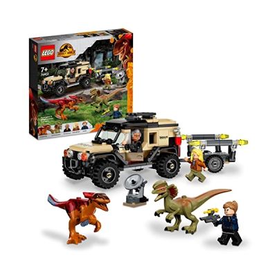 image LEGO 76951 Jurassic World Le Transport du Pyroraptor et du Dilophosaurus, Jouet de Dinosaures, avec Voiture Tout-Terrain, Jeu Dino, pour Enfants, Filles et Garçons Dès 7 Ans