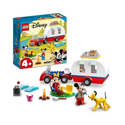 LEGO 10777 Disney Mickey et Ses Amis Mickey Mouse et Minnie Mouse Font du Camping, Jouet de Voiture et Figurine Pluto, pour Filles et Garçons de 4 Ans