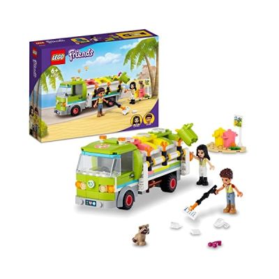 image LEGO 41712 Friends Le Camion de Recyclage, Jouet pour Enfants de 6 Ans, avec Bennes et Poubelles, Ensemble Éducatif et Amusant sur Le Métier d'Éboueur