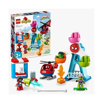 LEGO 10963 Duplo Marvel Spider-Man et Ses Amis : Aventures à la Fête Foraine, Jouet pour Enfants 2 Ans à Construire, avec Hélicoptère et Figurine Hulk