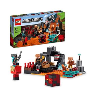 image LEGO 21185 Minecraft Le Bastion du Nether, Jouet pour Garçons et Filles de 8 Ans et Plus, avec Figurines de Cochon et Piglins, Idée Cadeau Anniversaire